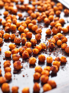Crispy Miso roasted chickpeas on tray 4