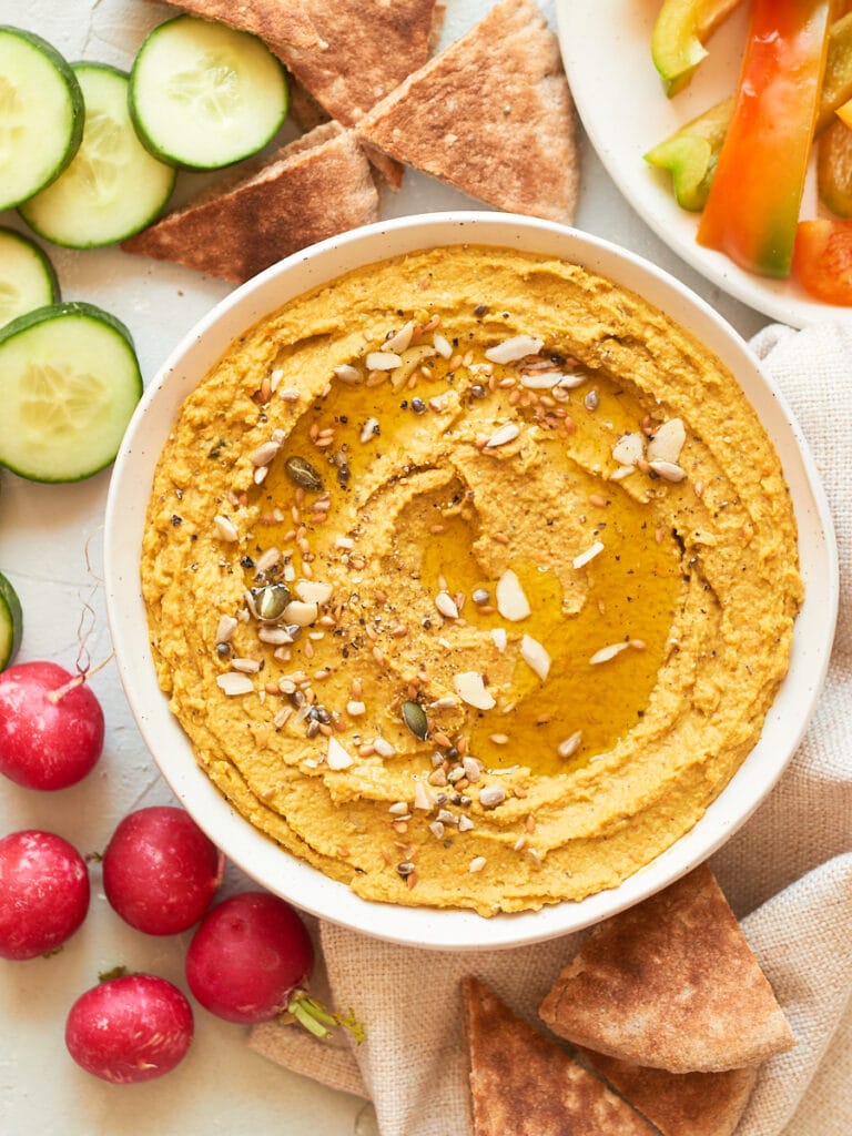 Homemade Carrot and Broad Bean Hummus Forkful of Plants