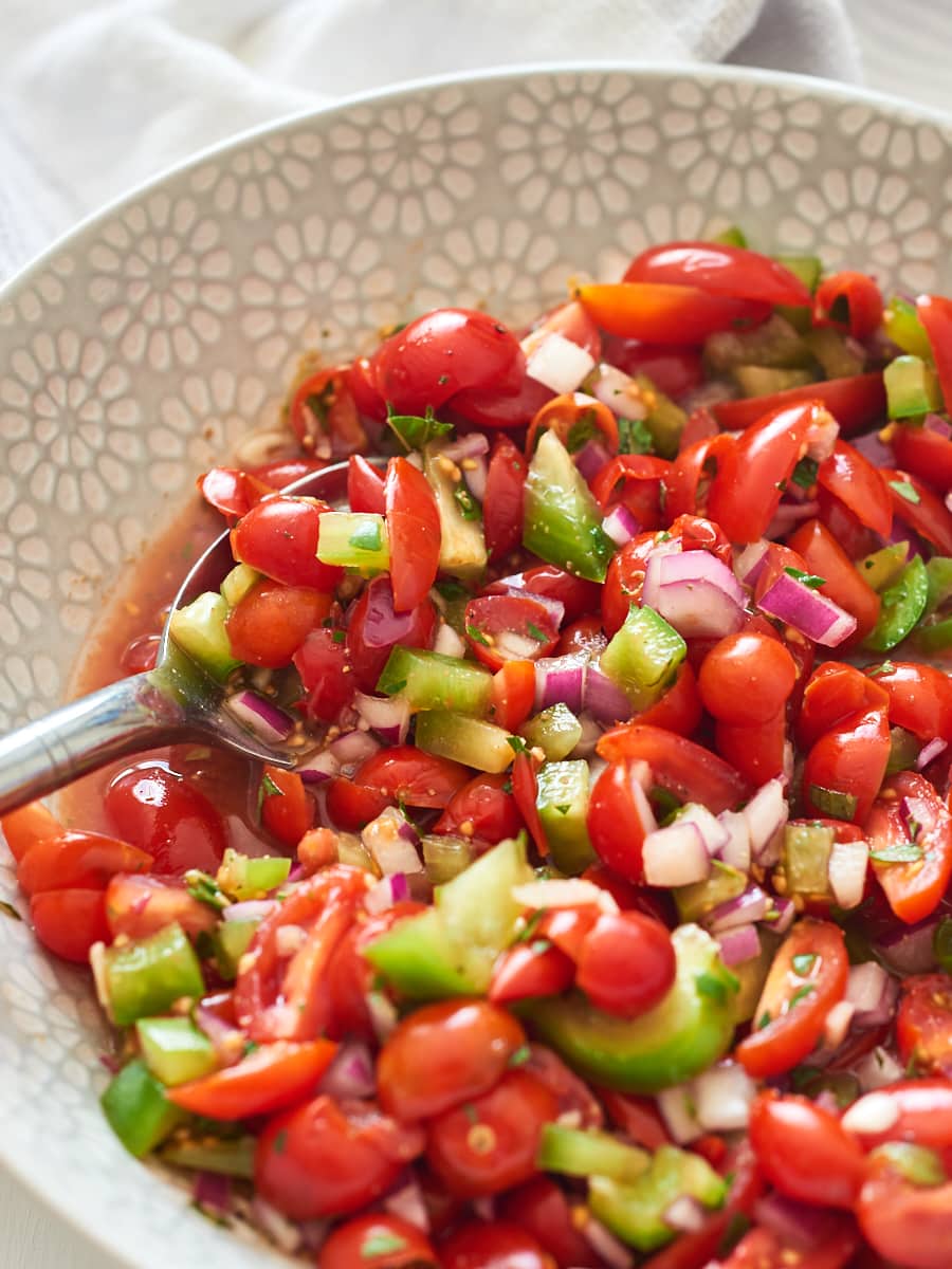 close up of fresh salsa