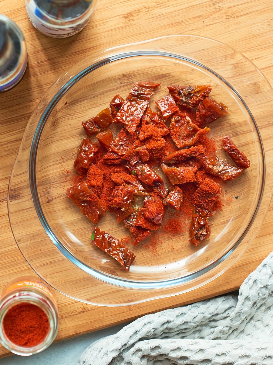 sundried tomatoes in a dish with smoked paprika