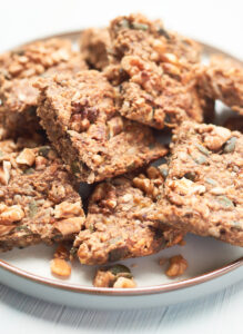 Pile of peanut butter banana breakfast bars