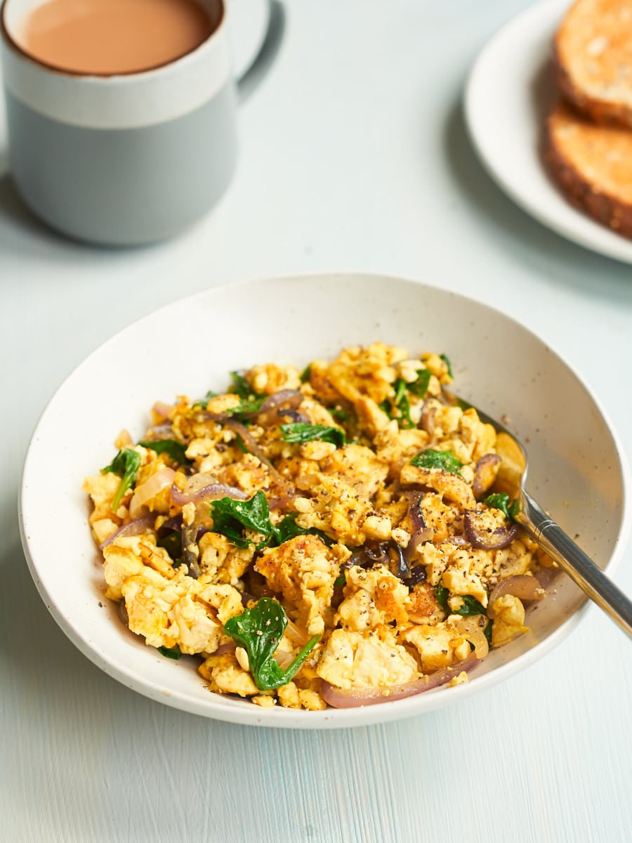 silken tofu scramble in bowl