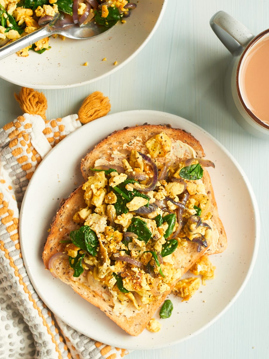 Silken tofu scramble with toast