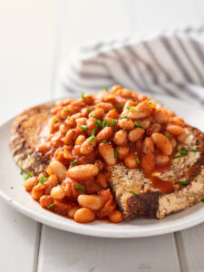 homemade vegan baked beans on toast