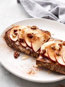 Apples and cinnamon on tahini toast