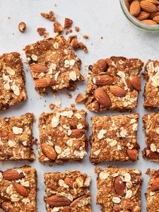Overhead photograph of healthy muesli slices