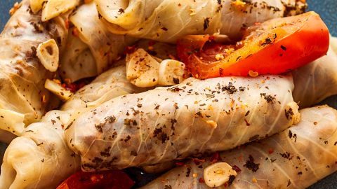 Veg Lebanese Mihshi Malfuf Recipe (Stuffed Cabbage Leaves)