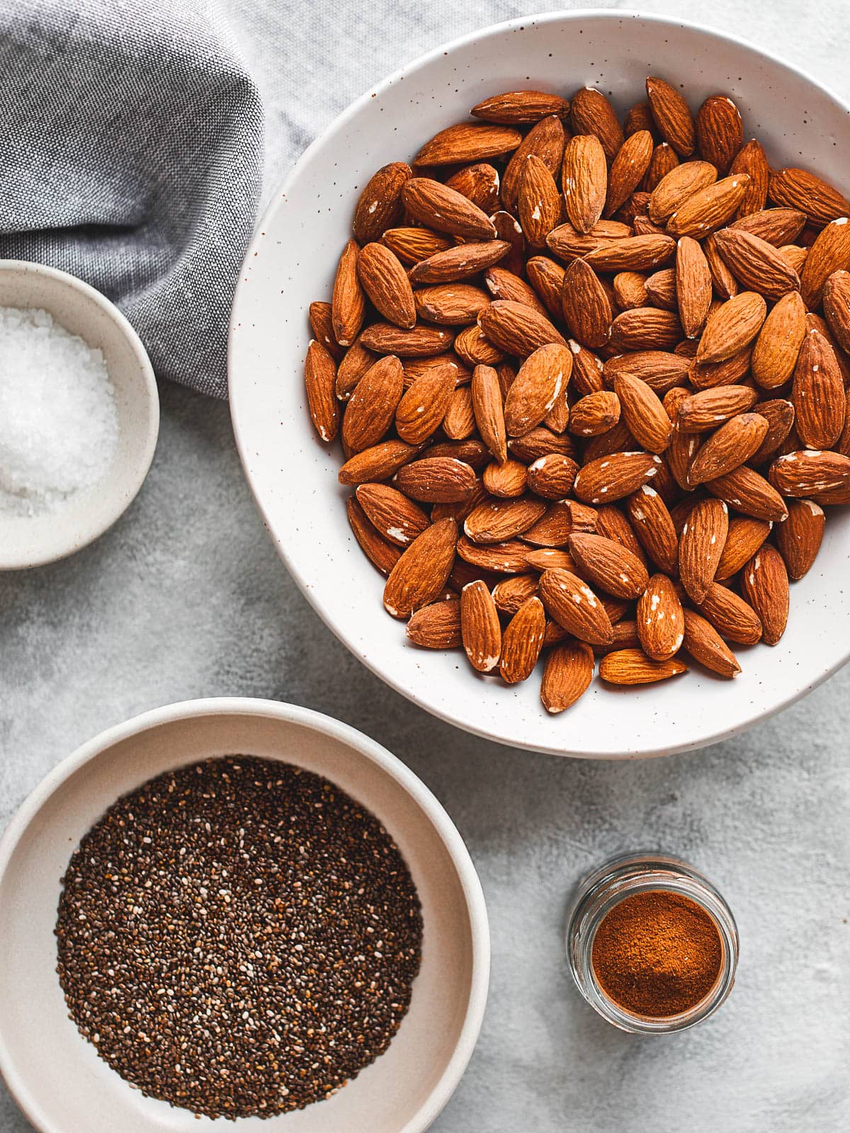 Ingredients for almond chia seed butter
