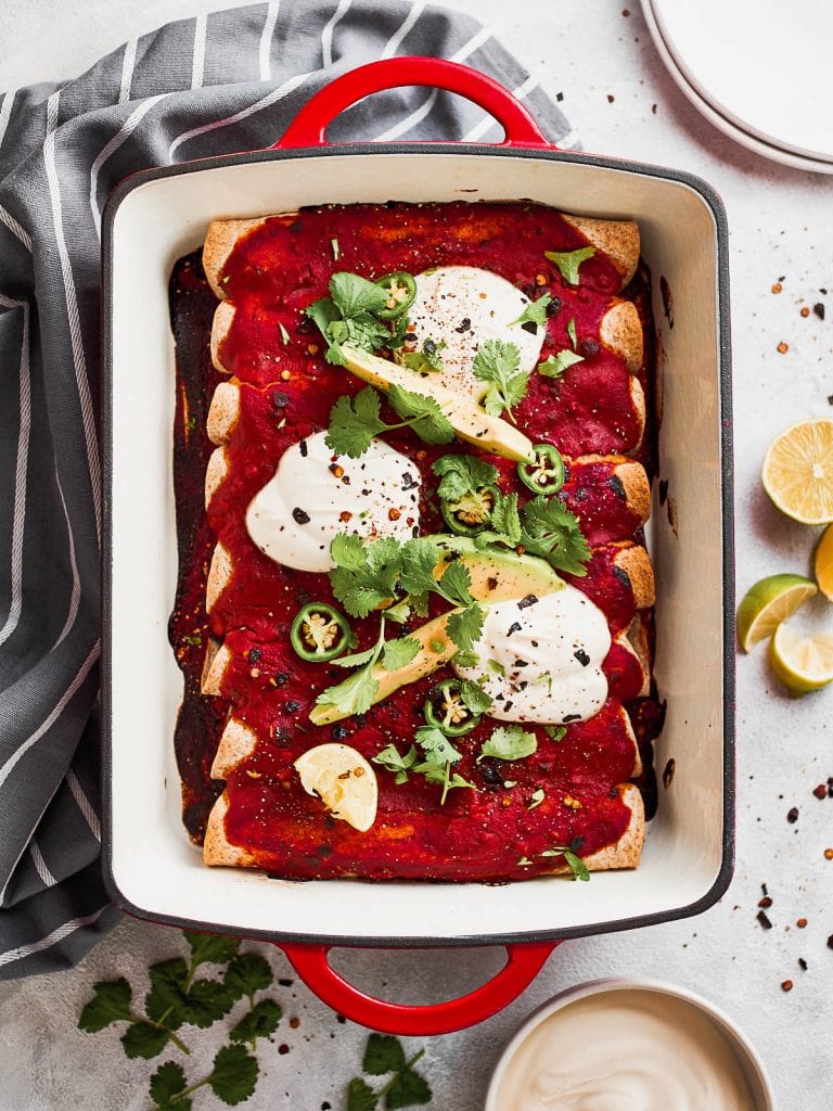 Vegan Jackfruit Enchiladas (with Black Beans) Forkful of Plants