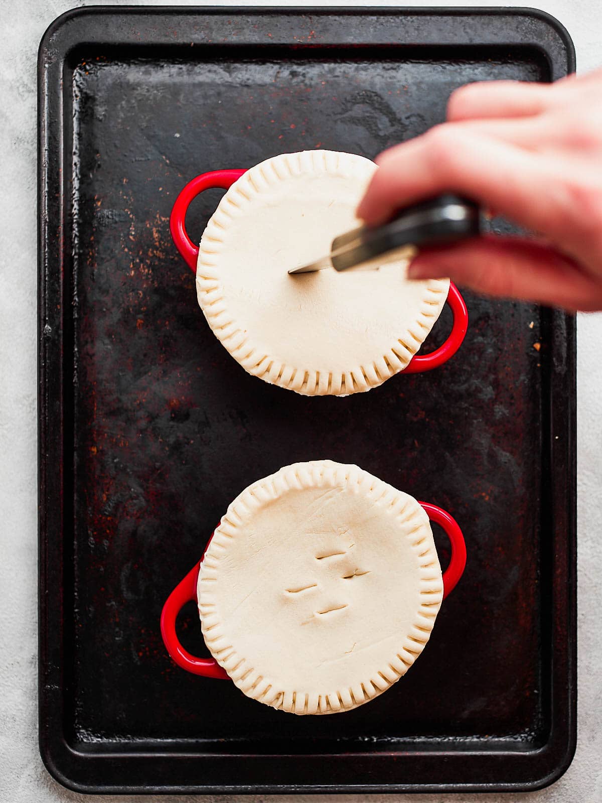 Adding steam holes to the pies