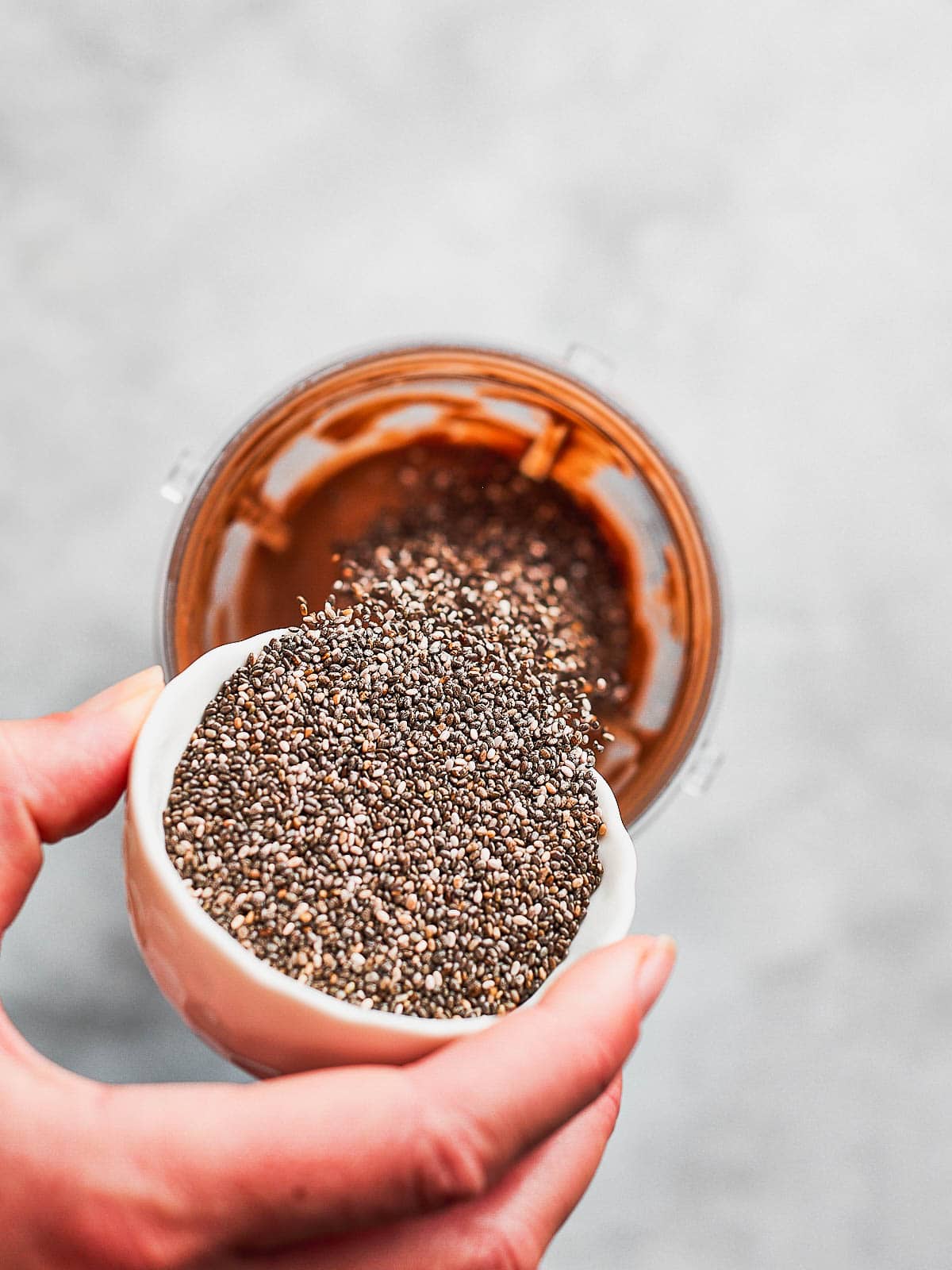 Adding chia seeds to pudding mix